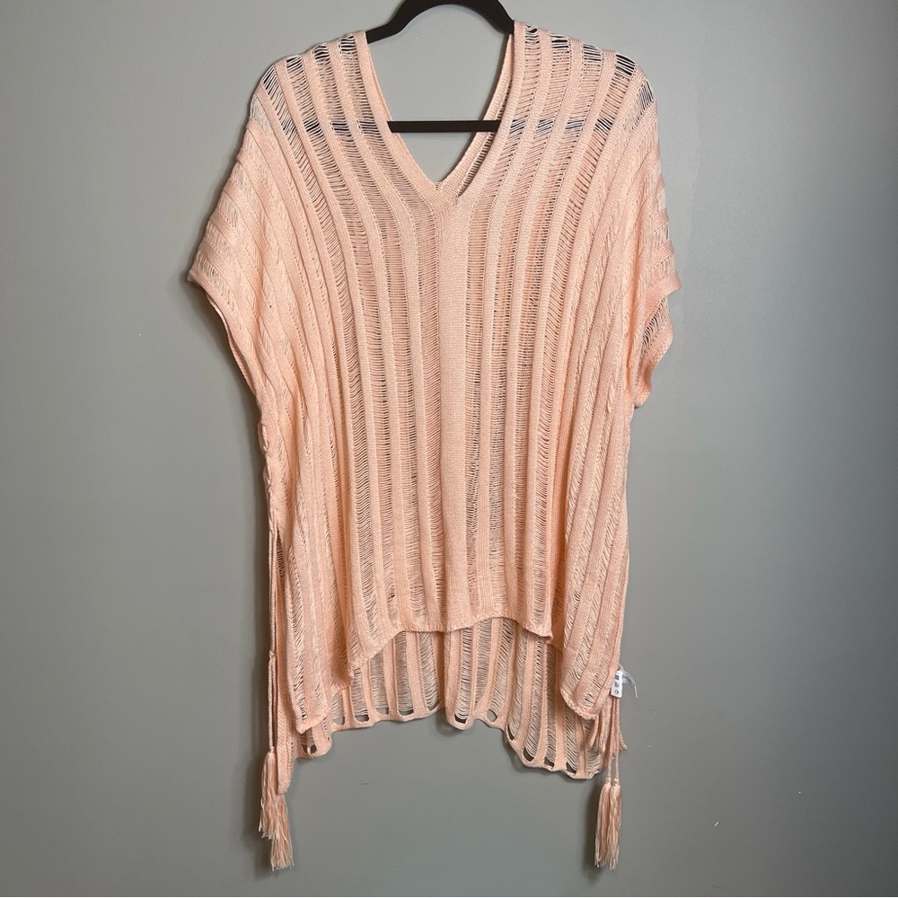 Cupshe Loose Knit Crochet Swim Cover Up Top One Size Peach Resort Wear Beach